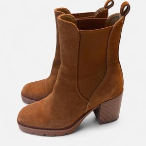 Sam Edelman Tan Suede Rollins Chelsea Block Heel Boots